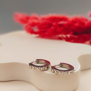 گوشواره حلقه‌ای قفلی مرواریدی