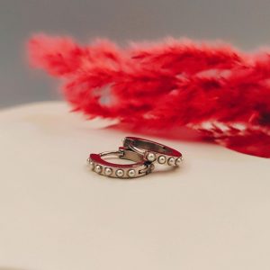 گوشواره حلقهای قفلی مرواریدی