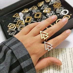 انگشتر فشن استیل دو مثلث