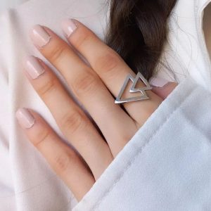 انگشتر فشن استیل دو مثلث