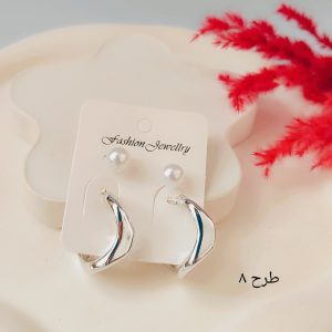 گوشواره نقره زنانه دو عددی